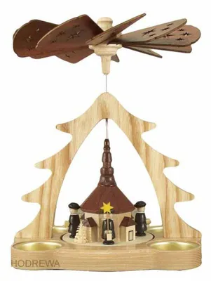 Produktbild von Tischpyramide Seiffener Kirche mit Kurrende Höhe 22cm NEU