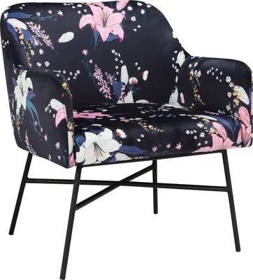 Produktbild von Fiola | Gepolsterter Akzentstuhl in Samt Blau Floral