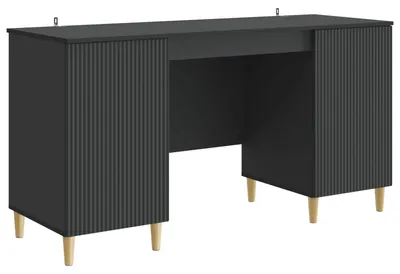 Image de Bureau avec étagère Noir 142,5 x 50 x 75 cm Bois d'ingénierie