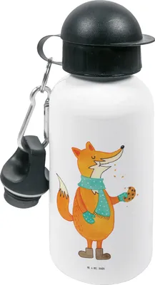 Produktbild von Mr. & Mrs. Panda Trinkflasche Fuchs Keks - Weiß - Geschenk, Wasserflasche, Kinder, Frieren, Plätzchen, Weihnachten, Weihnachtlich, Winter, Kita, Getränkeflasche