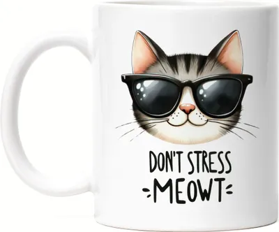 Produktbild von Don’t Stress Meowt Tasse Weiß Katze Lustig Cool Geschenkidee für Katzenliebhaber