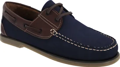Image de Chaussures de bateau Dek pour hommes DF676 (40,5 EU) (bleu marine/marron nubuck/cuir)