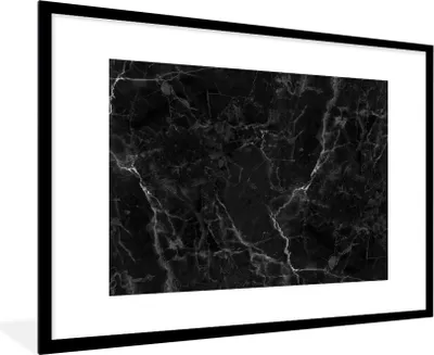 Produktbild von MuchoWow® Gerahmtes Poster Marmor - Schwarz - Weiß - Textur - Marmoroptik 90x60 cm - Poster mit Schwarzem Bilderrahmen Wandposter Rahmen Foto Bilder - Wanddekoration - Fotos