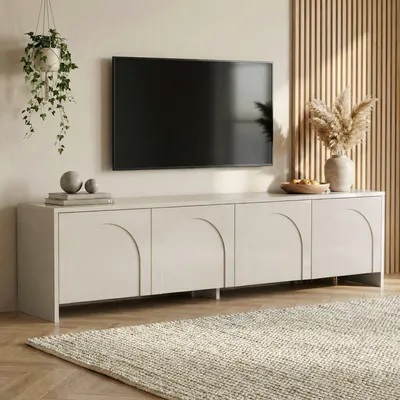 Produktbild von Skye Decor, Hochwertiger TV-Ständer, Creme, 180 x 45 x 32 cm | 100% melaminbeschichtete Spanplatte, 18 mm dick | Moderner, eleganter Stil für Ihr Wohnzimmer.