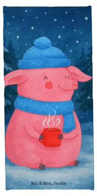 Produktbild von Mr. & Mrs. Panda sporthandtuch Schweinchen Glühwein Design - Eisblau - Geschenk, Spruch, Reisehandtuch, Weihnachten, Betrunken, Duschtuch, Badhandtuch, Frottier, Handtuch