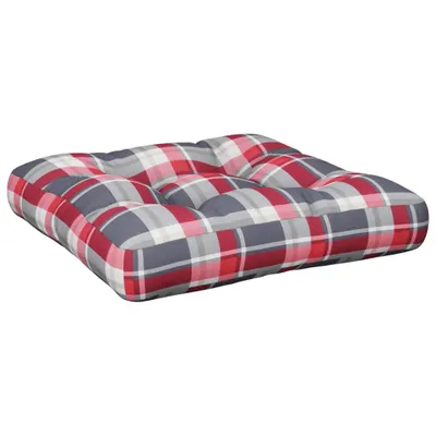 Zdjęcie produktu dla vidaXL Poduszka na paletę czerwona w kratkę 58x58x10 cm tkanina