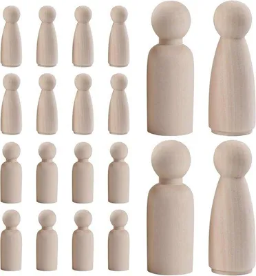 Obrázek produktu pro 20 dřevěných figurek k malování – hrací figurky, dřevěné panenky, rodinné figurky, dekorace na kužely k tvoření, malování, Vánoce, svatba