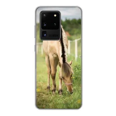 Produktbild von MuchoWow® Handyhülle Schutzhülle Hülle für Samsung Galaxy S20 Ultra Porträt eines Fjordpferdes auf einer Wiese Silikon Softcase Handy Hülle - Karteninhaber