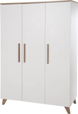 Produktbild von roba Kinderzimmer Set 3-teilig Ole - Kinderbett 70 x 140 cm umbaubar + Wickelkommode mit 3 Schubladen + Kinderkleiderschrank - Griffe & Füße aus Massi