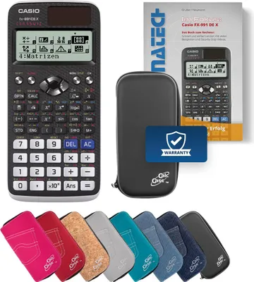 Produktbild von Casio FX-991 DE X Taschenrechner mit Schutztasche schwarz und Fachbuch