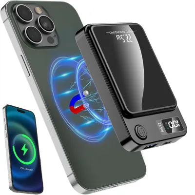 Produktbild von Juksun 10000mAh Magnetische Powerbank Mini PD 22.5W Schnellladen mit LED Display Wireless Power Bank