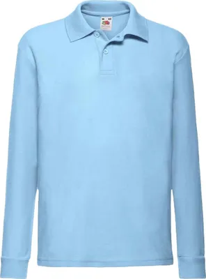 Produktbild von Fruit Of The Loom Kinder Langarm Pique Polo Shirt PC3888 (7-8 Jahre) (Himmelblau)