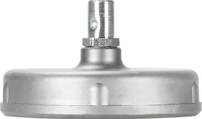 A close-up, studio shot of a metal adapter.