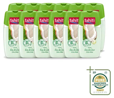 Produktbild von 12 x Tahiti Douchegel Kokoswasser - 0% Farbstoffe - 250 ml - Vorratspackung - 12 Stücke