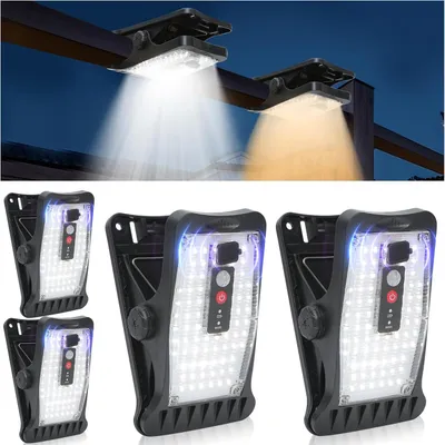4 Solar-Clip-Leuchten mit Bewegungsmelder, 70 LEDs, 3 Farben