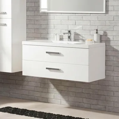 Produktbild von Quentis Badmöbel GENUA 100 cm, weiß glänzend, Waschbecken mit Unterschrank, vormontiert