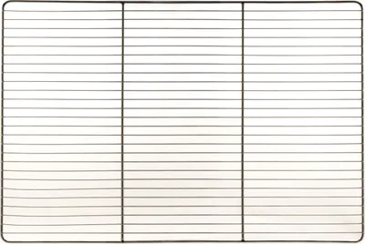 A top-down view of a chrome-plated wire cooling rack.
