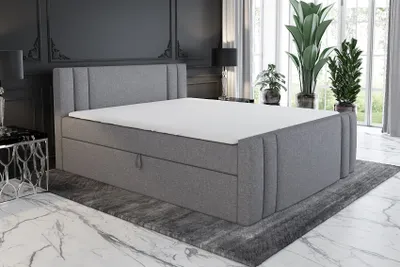 Produktbild von Boxspringbett LING 160x200 mit 2 Bettkästen, Bonell-Matratze und Topper. Farbe: Beige.