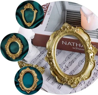 4 Vintage Foto Rahmen aus Harz - Antike Retro Mini Rahmen für DIY Schmuck und Wohnkultur