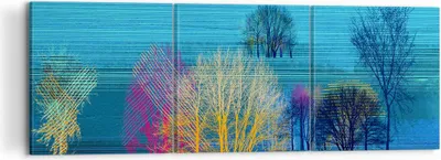 Produktbild von Bild auf Leinwand - Leinwandbild - Bäume Wiese Sommer - 120x40cm - Wand Bild - Wanddeko - Leinwanddruck - Bilder - Kunstdruck - Wanddekoration - Leinwand bilder - Wandkunst - CA120x40-4100