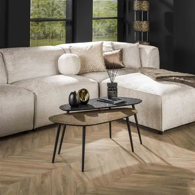 Produktbild von Hoyz - Couchtisch Metallic Nierenförmig - Grau - 2er-Set