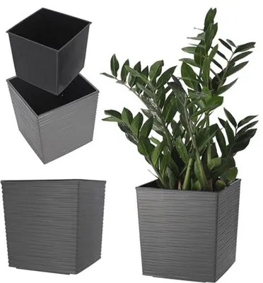 Produktbild von Kunststoff-Blumenkübel wetterfest für Balkon und Terrasse - Mit Einsatz, 25 cm Höhe