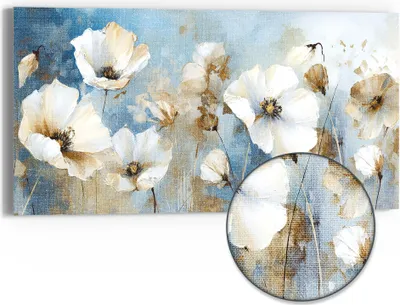 Produktbild von DEQORI Hybrid Leinwand Bild 60x30 cm 'Abstrakte Blütenpracht' Wandbild Glas flach modern
