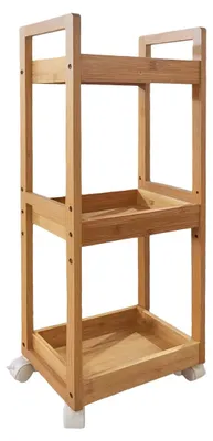 Image de Chariot de cuisine - Étagère de niche - Bambou - 3 niveaux - 80 x 30 x 20 cm