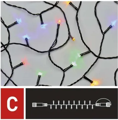 Produktbild von EMOS Connect System 10m Lichterkette Standard, mit 100 LEDs, Teil C (ohne Kabel und Adapter), IP44 Innen/Außen, Multicolor, D1AM03