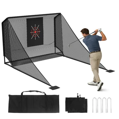 Produktbild von GIHAUVIA Golf Übungsnetz Trainingsnetz für Indoor Outdoor mit Zielscheibe Tragetasche Ballrückholfunktion Metallrahmen Putt Training 304x354x217 cm