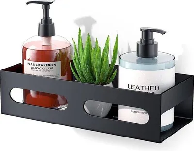 Produktbild von Unyqoos® Duschablage selbstklebend – schwarzes SUS304-Edelstahl Duschregal 23×10×6 cm, Shampoo- & Seifenhalter, ohne Bohren, Tragkraft bis 15 kg