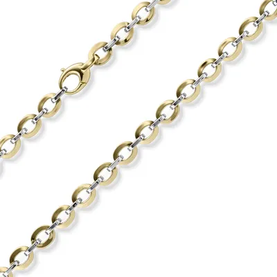 Produktbild von 6,5mm Phantasie-Kette Collier 585 Gold Gelbgold Weißgold bicolor 45cm glänzend
