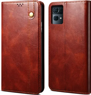 Produktbild von OPPO Reno7 Pro 5G Hülle, Leder Flip Brieftasche Schutzhülle für OPPO Reno7 Pro 5G Rot