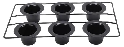 Immagine prodotto di Teglia per popovers da 6 porzioni, ideale per cuocere muffin profondi con rivestimento antiaderente, realizzata Acciaio al carbonio resistente e facile da pulire