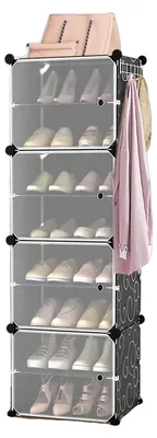 Zdjęcie produktu dla Regał na buty, 8 półek, wszechstronne przechowywanie, czarny