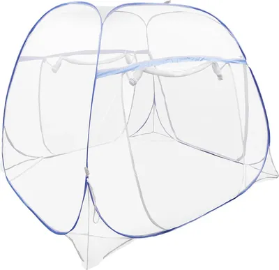Image de Moustiquaire de lit Baldaquin Tente - Trois portes - Pour lit de 1,8 m - Pliable - Respirant - 5 arceaux en acier - Polyester - Blanc
