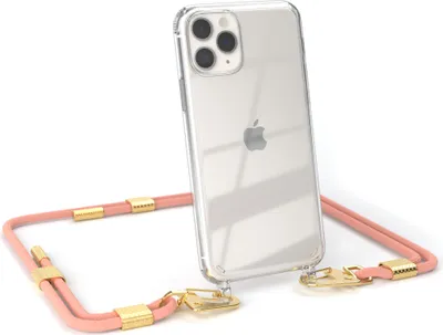 Produktbild von EAZY CASE Handykette für Apple iPhone 11 Pro, Transparente Silikonhülle mit Band, Clear Case, abnehmbar in  Rosa
