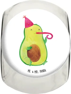 Produktbild von Mr. & Mrs. Panda Kaffeedose Avocado Feier L 870ml - Weiß - Geschenk, schraubglas, Party, keksdose glas, Gute Laune, Vorratsglas, Fete, Geburtstag, Bonboniere