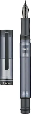 Productafbeelding van Titanium vulpen vacuümvulling - Mat zwart extra fijne penpunt clear demonstrator acryl