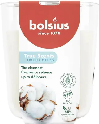 Produktbild von Bolsius Duftkerze True Scents Fresh Baumwolle 10 cm im Glas