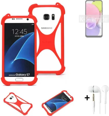 Produktbild von Handy-hülle + Kopfhörer kompatibel mit Samsung Galaxy A03s Schutz-hülle Bumper Silikon Schutz Hülle Cover Case Silikoncase Silikonbumper TPU