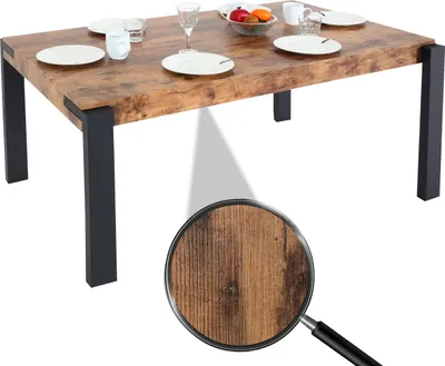 Obrázek produktu pro Jídelní stůl HWC-L53, stůl kuchyňský stůl jídelní stůl, průmyslový kov 140x80cm  tmavý divoký dub