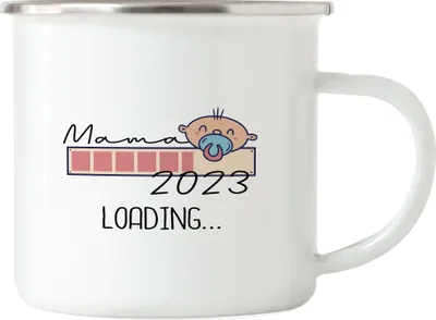 Produktbild von Mama Loading 2023 Emaille Tasse für werdende Mütter zur Geburt Tochter Sohn Ich werde Mama Geschenk Tasse Babynews