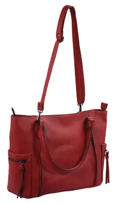 Produktbild von große Damenhandtasche rot mit kurzen und langem Henkel
