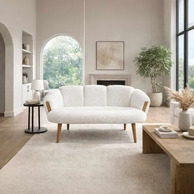 Produktbild von Hanah Home, 2-Sitzer Sofa, 100% Melaminbeschichtete Spanplatte, Weiß, 128 cm