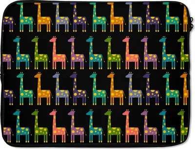 Produktbild von MuchoWow® Laptop Hülle 17 Zoll Laptoptasche Regenbogen - Giraffe - Mädchen - Muster - Kinder - Zipper - Schutzabdeckung