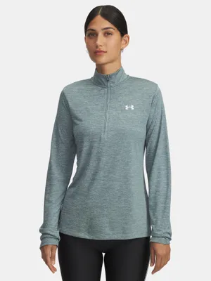 Produktbild von Under Armour Tech Damen-T-Shirt mit halbem Reißverschluss – Twist – BLAU SM