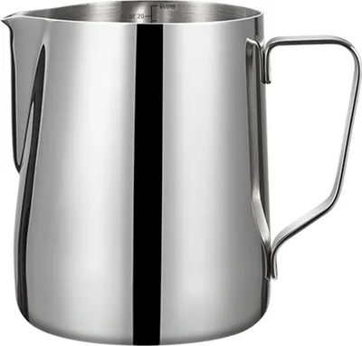 Produktbild von Milchaufschäumkrug, Kaffee-Düsenbecher, polierte Oberfläche, rostfrei, korrosionsbeständig, spülmaschinenfest, Aufschäumkrug