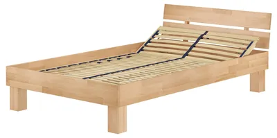 Produktbild von Bett Holzbett Überlänge Buche massiv 120x220 Gästebett Zubehör wählbar V-60.80-12-220Federholzrahmen inkl.
