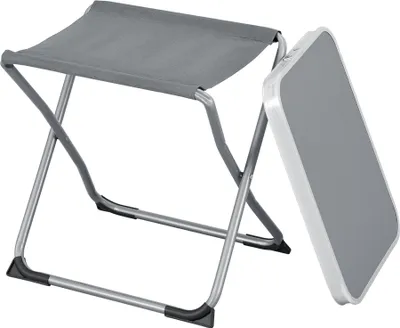 Produktbild von 2-in-1 Campinghocker und -Tisch ‘Barete’ klappbar Metallgestell 47 x 47 x 37 cm Grau